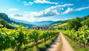 Découvrez l’Alsace écolo : entre vignobles bio et chemins cyclables alsace paysage vignes villages