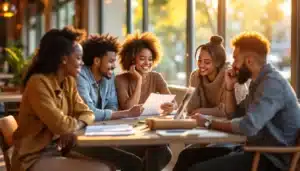 groupe etudiants cafe