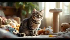 chat curieux salon cozy