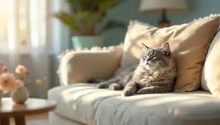 chat heureux salon