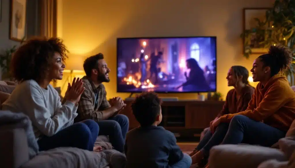 groupe divers devant tv