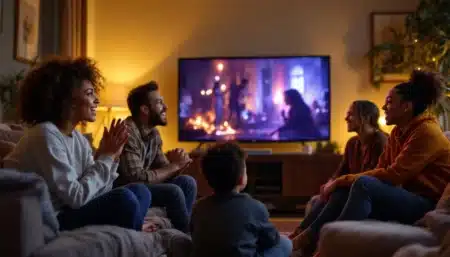 groupe divers devant tv