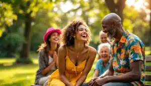 personnes rieuses parc