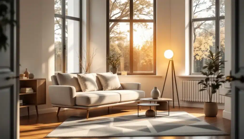 salon minimaliste lumineux epure