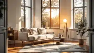 salon minimaliste lumineux epure