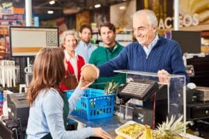 queue au supermarché