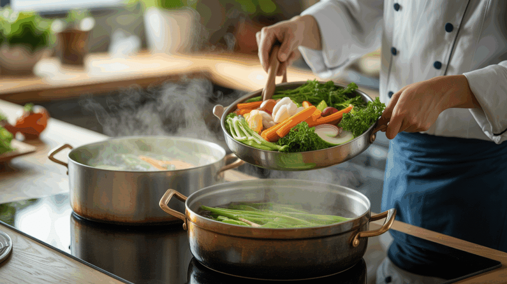 chef japonais legumes vapeur