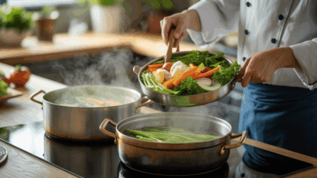 chef japonais legumes vapeur