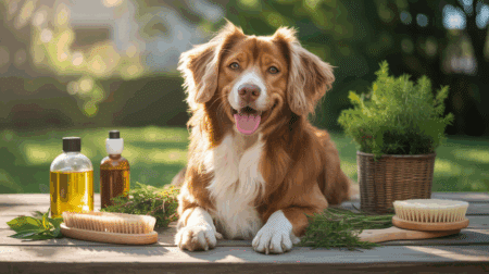chien heureux jardin