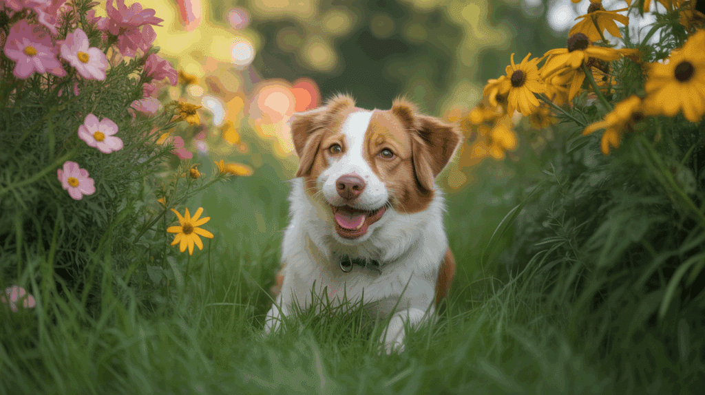 chien jouant jardin