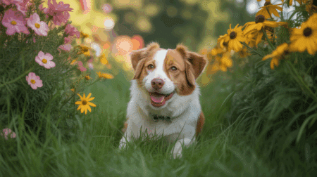 chien jouant jardin