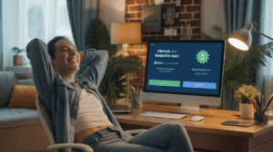 personne heureuse bureau maison