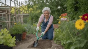 senior jardinier heureux