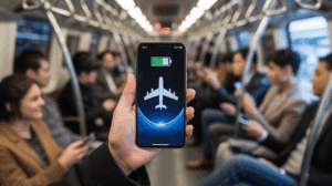 train personne smartphone surpris